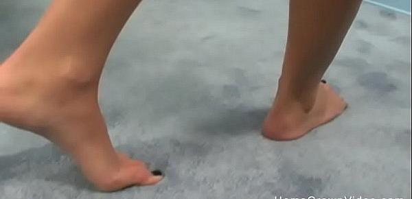  Foot fun with a cute brunette then she gets fucked
